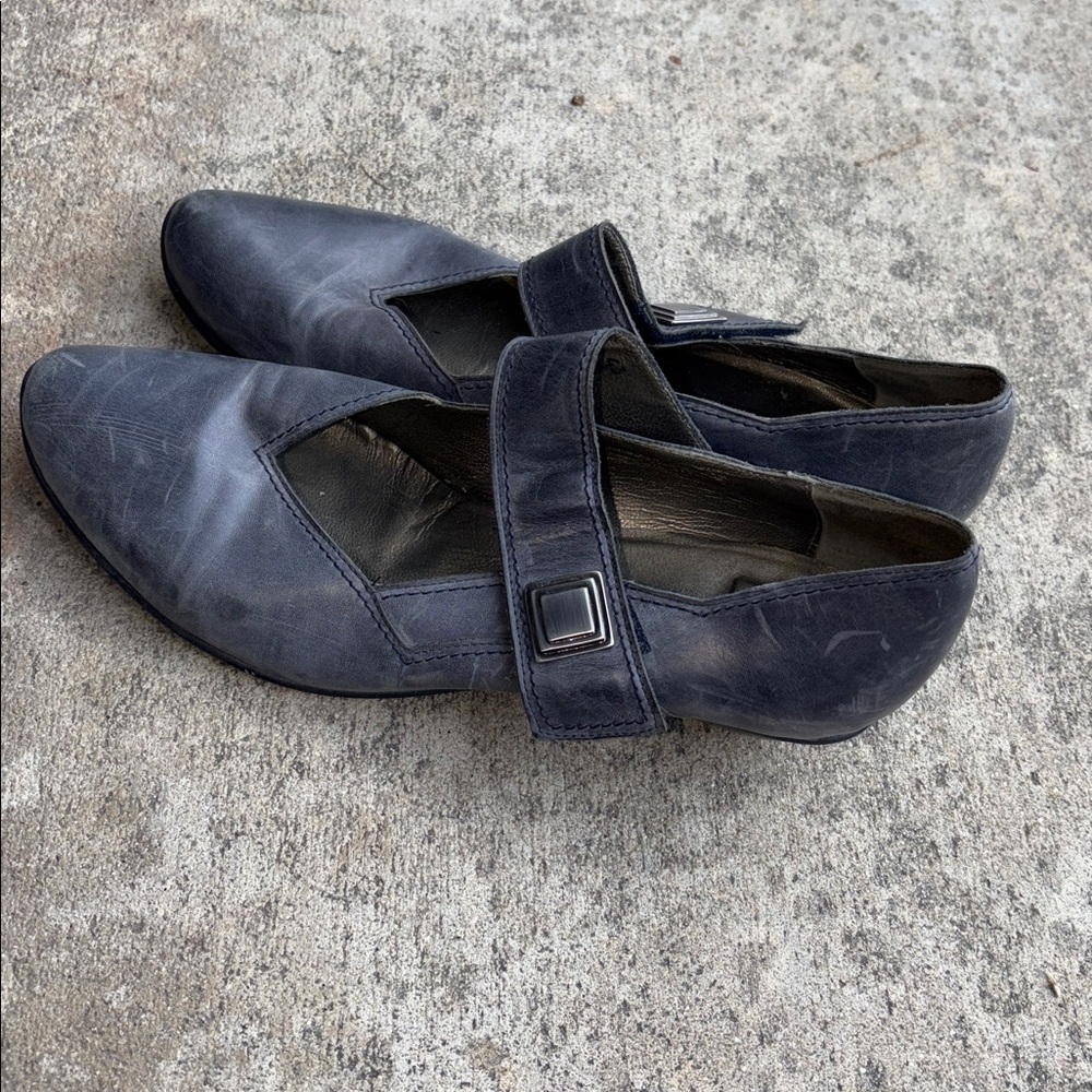 Fidji shoes Mary Jane’s leather grey silver buckles women’s 12/43 excellent heel